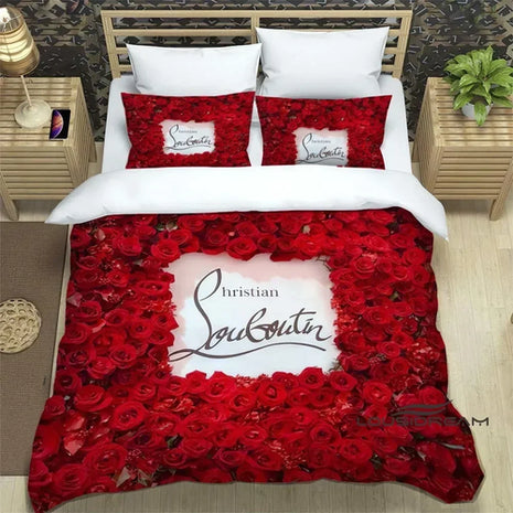 3PCS Single-sided Christian-louboutin Printed Comforter Bedding Sets