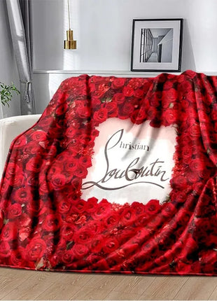 C-Christian Louboutin Flannel Soft Warm Blanket Retro Blanket Bed