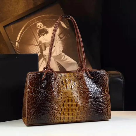 Luxury Walmart Genuine Leather Women's Bag Red Crocodile Pattern Ladies