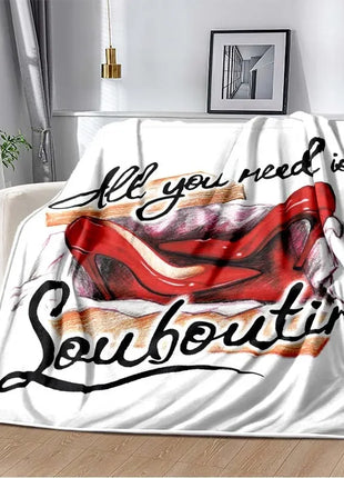 C-Christian Louboutin Flannel Soft Warm Blanket Retro Blanket Bed