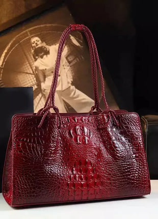 Luxury Walmart Genuine Leather Women's Bag Red Crocodile Pattern Ladies