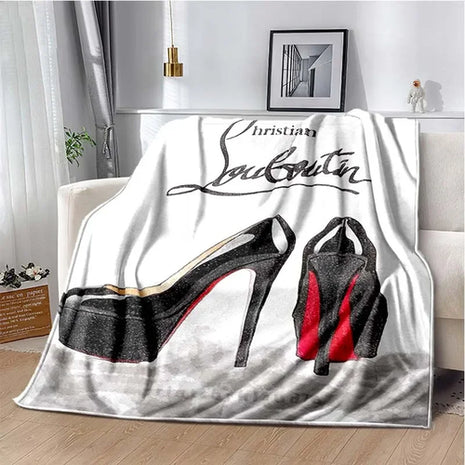 C-Christian Louboutin Flannel Soft Warm Blanket Retro Blanket Bed