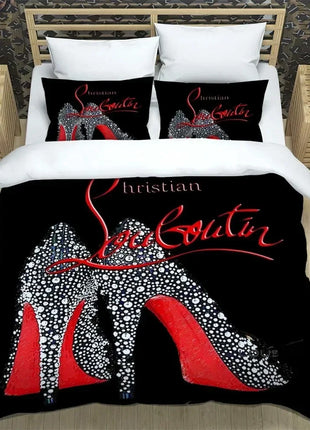 3PCS Single-sided Christian-louboutin Printed Comforter Bedding Sets