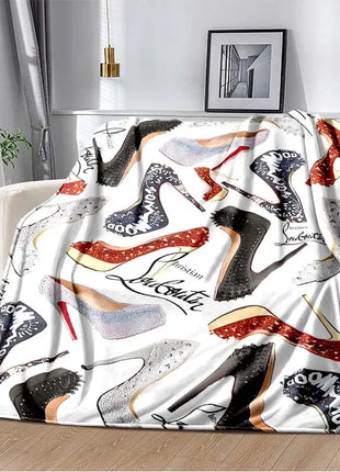 C-Christian Louboutin Flannel Soft Warm Blanket Retro Blanket Bed