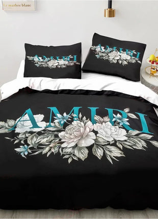 Fashion Amiris Graffiti Three-piece Bed Set,Comforter Bed Set Quilt