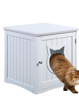 Cat House Side Table, Nightstand Pet House, Litter Box Enclosure