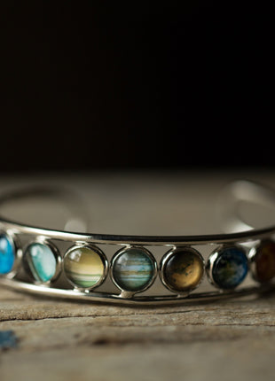 Solar System Silver Bangle Bracelet