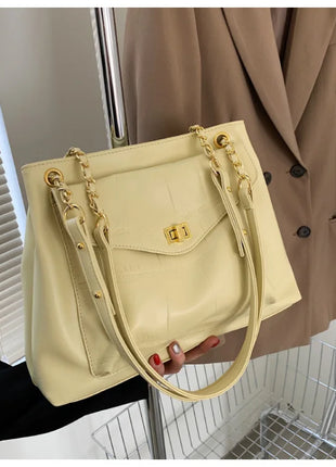 Chain design Women shoulder bags High Capacity PU Leather Travel Luxury Female big Totes ladies Handbags and Purses bolsas white