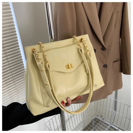 Chain design Women shoulder bags High Capacity PU Leather Travel Luxury Female big Totes ladies Handbags and Purses bolsas white