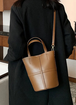 Vintage PU Leather women handbag small female Bucket Shoulder bags 2024 Brand ladies Handbags and Purses lady Crossbody bags