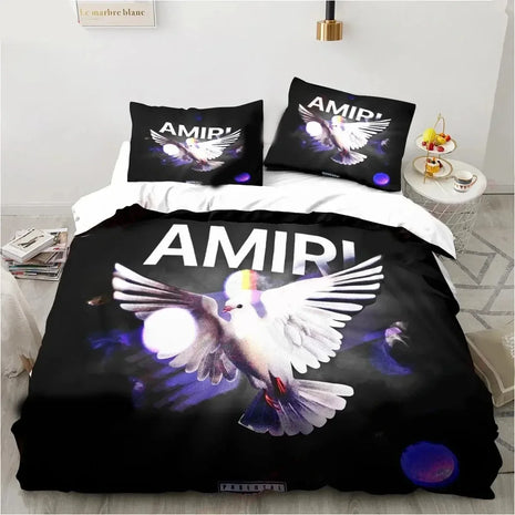 Logo Amiris Graffiti Pattern Bedding Set Duvet Cover Bed Set Quilt Cover Pillowcase Comforter king Queen Size Boys Adult Bedding