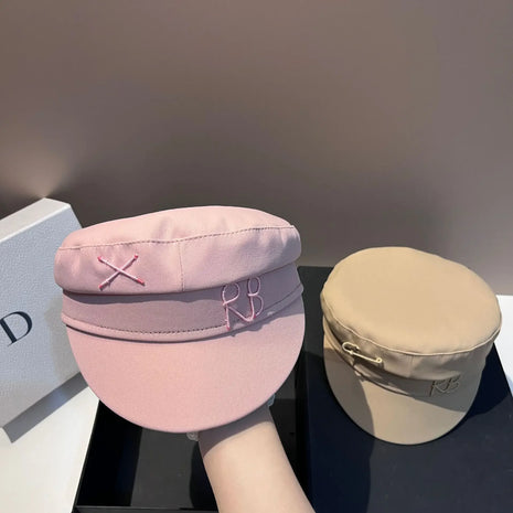 New Arrival Newsboy Caps with Luxury Letter Decoration for Women Baker Boy Cap Stylish Pink Fat Navy Caps Casual Octagonal Hat