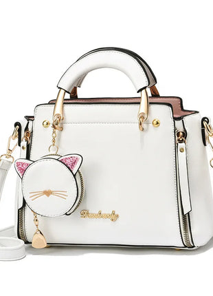 Vento Marea Summer Women Bag Side 2023 New Pu Leather Cute Cat Totes Design Ladies Shoulder Purse & Handbag Sweet White Shoulder