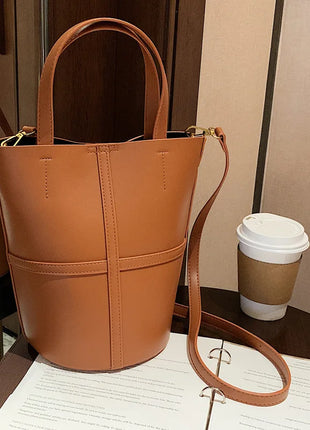 Vintage PU Leather women handbag small female Bucket Shoulder bags 2024 Brand ladies Handbags and Purses lady Crossbody bags