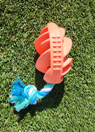 Rubber Football Dog Chew Toy with Tug Rope