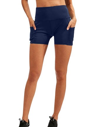 Calcao High Waist Yoga Shorts With Pocket - Navy