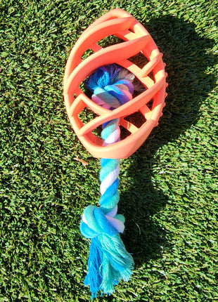 Rubber Football Dog Chew Toy with Tug Rope