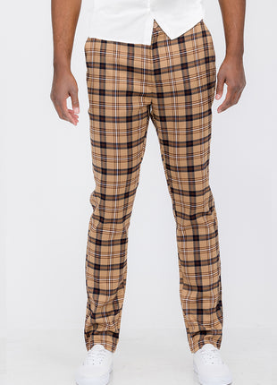 Plaid Slim Fit Trouser Pants