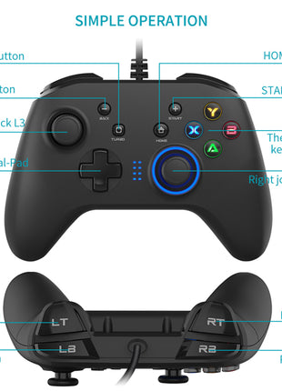 Wired Gaming Controller Joystick Gamepad with Dual-Vibration