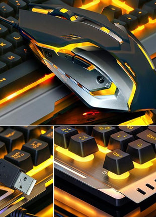 Ninja Dragons Tungsten Gold Metal Frame Gaming Keyboard and Mouse Set