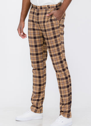 Plaid Slim Fit Trouser Pants