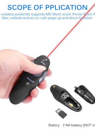 Wireless Presenter with Red Laser Pointers Pen USB