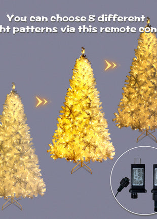 National Christmas Tree White Hinged Spruce with 500 LED lights