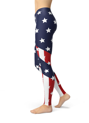 Womens American Flag Leggings