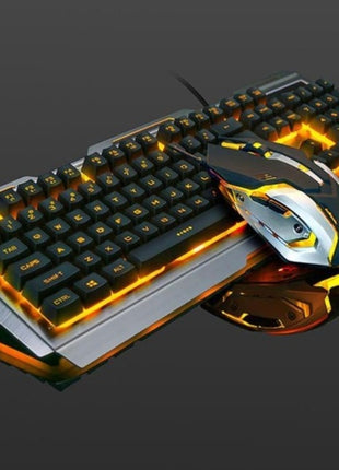 Ninja Dragons Tungsten Gold Metal Frame Gaming Keyboard and Mouse Set