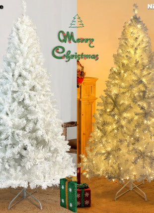 National Christmas Tree White Hinged Spruce with 500 LED lights