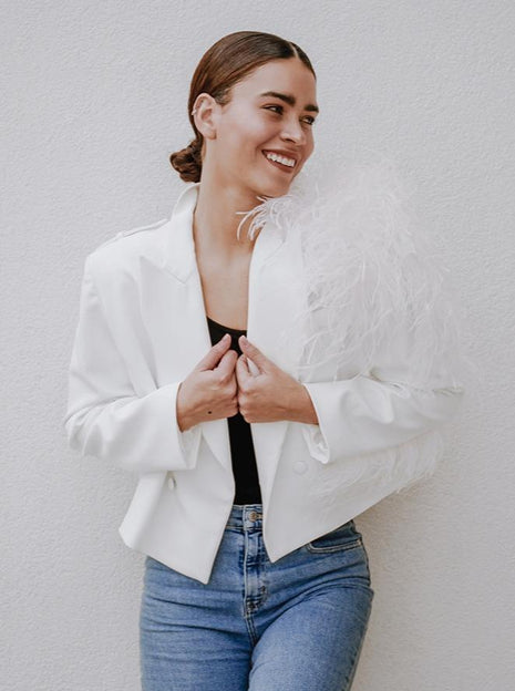 Ostrich Feather Blazer