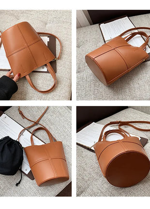 Vintage PU Leather women handbag small female Bucket Shoulder bags 2024 Brand ladies Handbags and Purses lady Crossbody bags