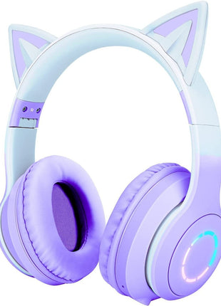 Kids Headphones, Cat Ear Kids Bluetooth Headphones (COLOR-PURPLE&BLUE)