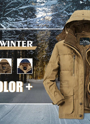 Mens Hooded Winter Parka Coat with Inner Fleece