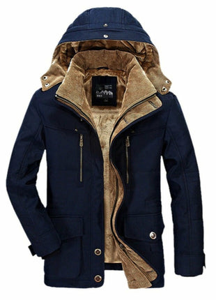 Mens Hooded Winter Parka Coat with Inner Fleece