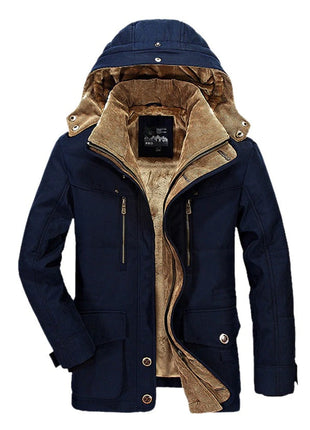 Mens Hooded Winter Parka Coat with Inner Fleece