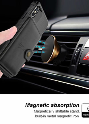 360 Protection Magnetic Leather Wallet Armor Case for iPhone