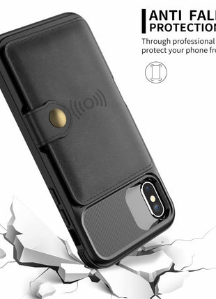 360 Protection Magnetic Leather Wallet Armor Case for iPhone