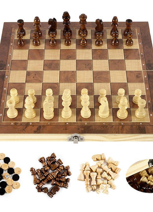 Foldable Wooden Chess Set Board Game