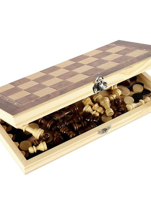 Foldable Wooden Chess Set Board Game