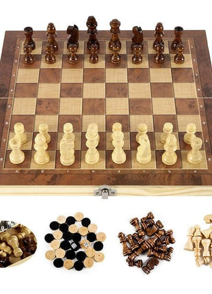 Foldable Wooden Chess Set Board Game