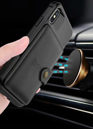 360 Protection Magnetic Leather Wallet Armor Case for iPhone